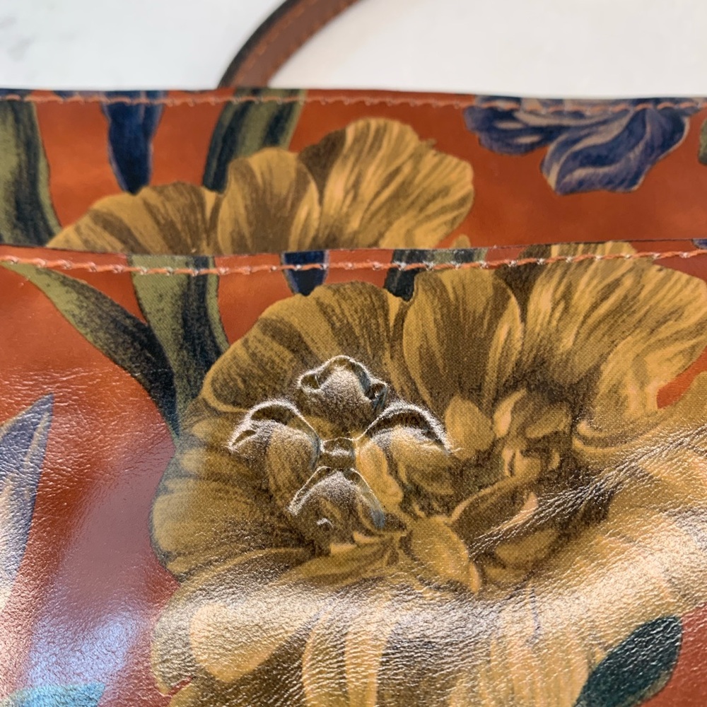 Patricia Nash Tan Floral Leather Enlightened Garden Larone Crossbody Bag - Picture 6 of 10
